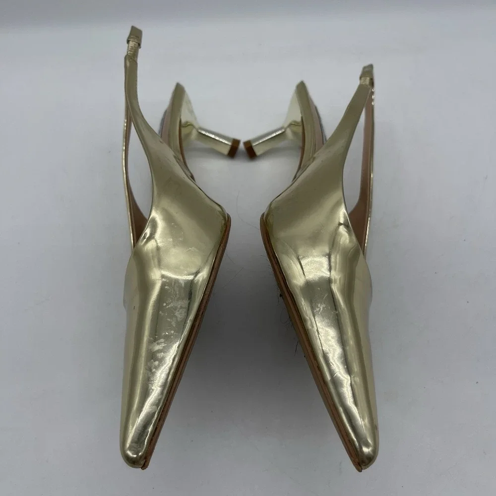 Steve Madden Aliz ALIZIO1S1 Women's Size 9 Slingback Shoes Gold Kitten Heel Pump